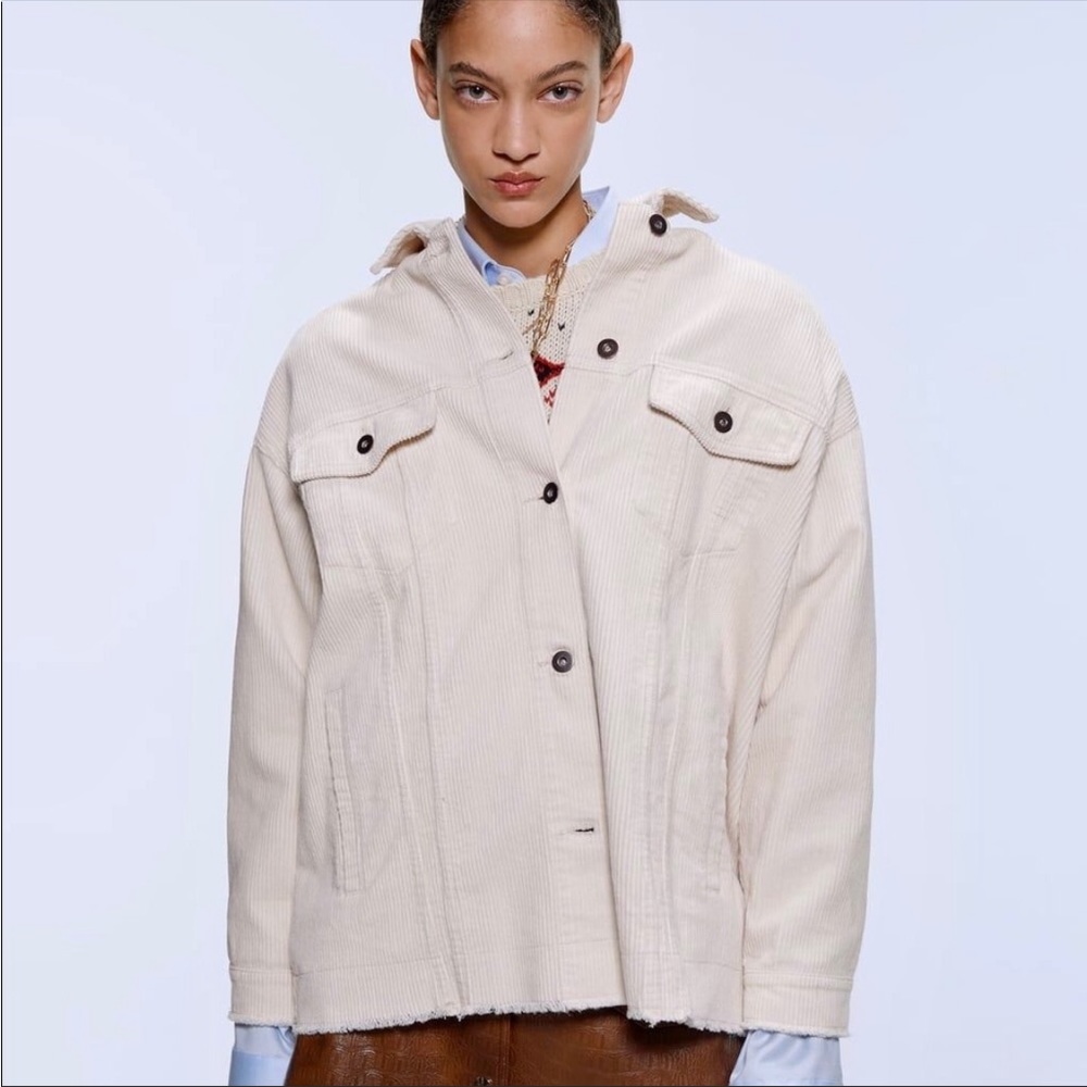 Zara cream ecru oversized overshirt shacket XS